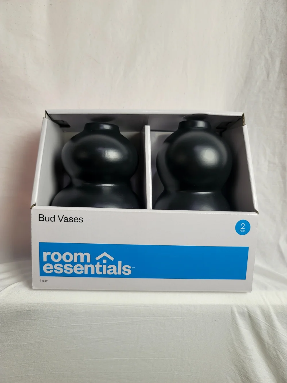 Room Essentials Matte Black Double-Gourd Vase Pair